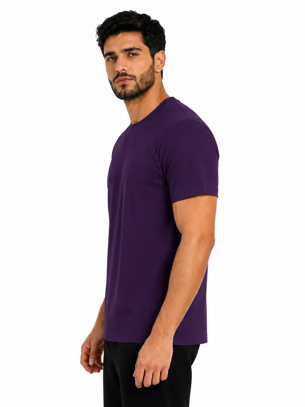 Unisex_Plain_Cotton_Blend_Round_Neck_T-Shirt