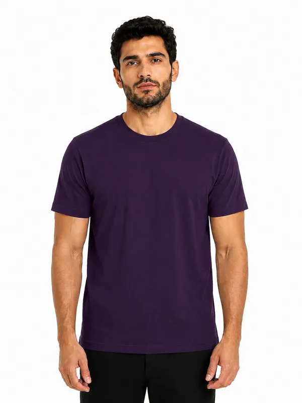 Unisex_Plain_Cotton_Blend_Round_Neck_T-Shirt