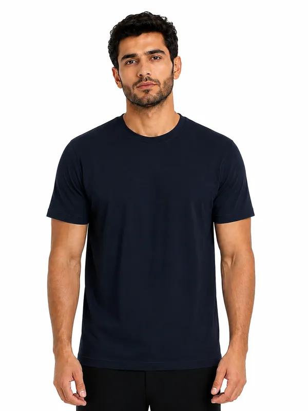 Unisex_Plain_Cotton_Blend_Round_Neck_T-Shirt