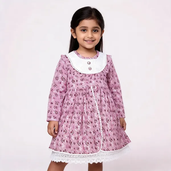 Pink_Printed_Cotton_Frock_With_Lace_Trim_For_Baby_Girls