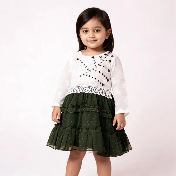 White_Green_Embroidered_Full_Sleeve_Baby_Girl_Dress