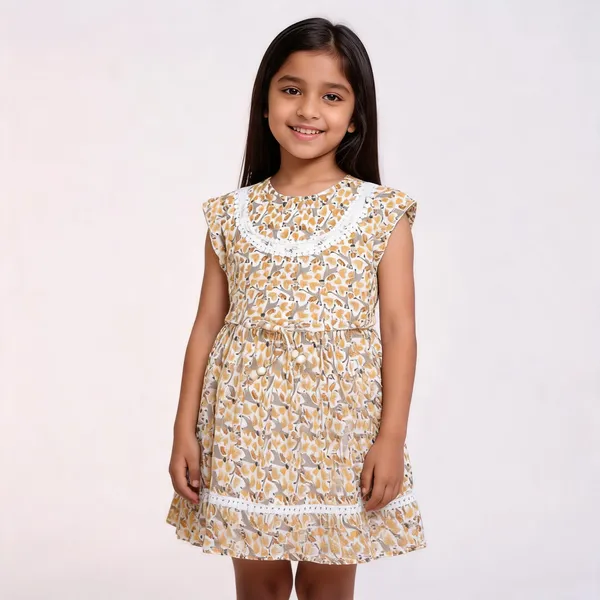Yellow_Floral_Print_Cotton_Frock_For_Baby_Girls