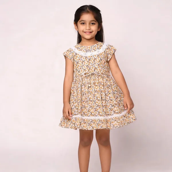 Yellow_Floral_Print_Cotton_Frock_For_Baby_Girls