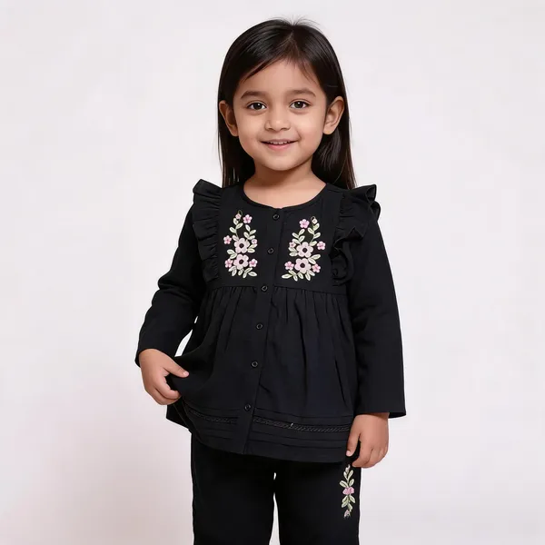 Black_Embroidered_Frock_And_Pyjama_Co_Ord_Set_For_Girls