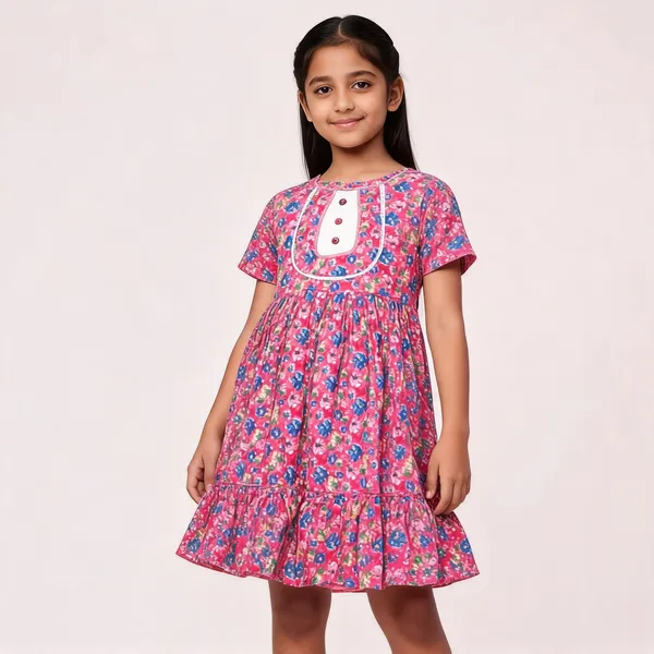 Pink_Floral_Print_Frilled_Cotton_Dress_For_Girls