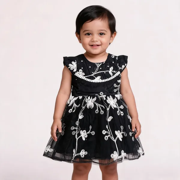 Black_Net_Floral_Embroidered_Frock_For_Baby_Girls
