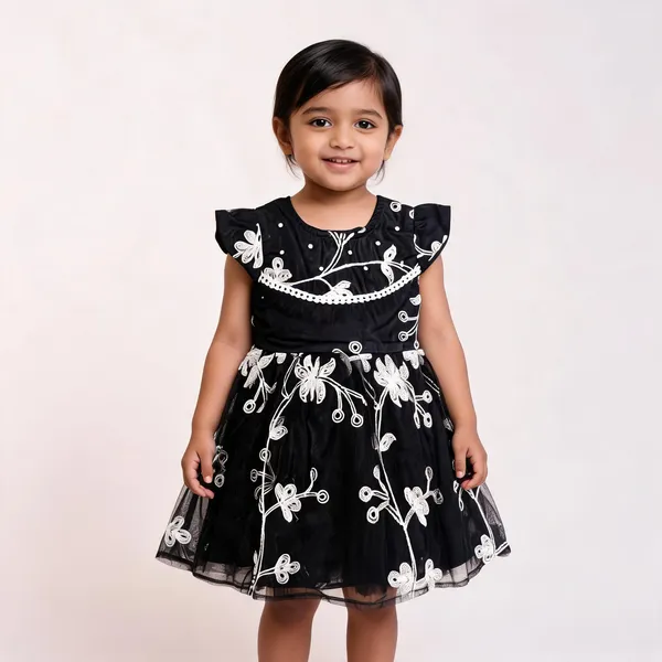Black_Net_Floral_Embroidered_Frock_For_Baby_Girls