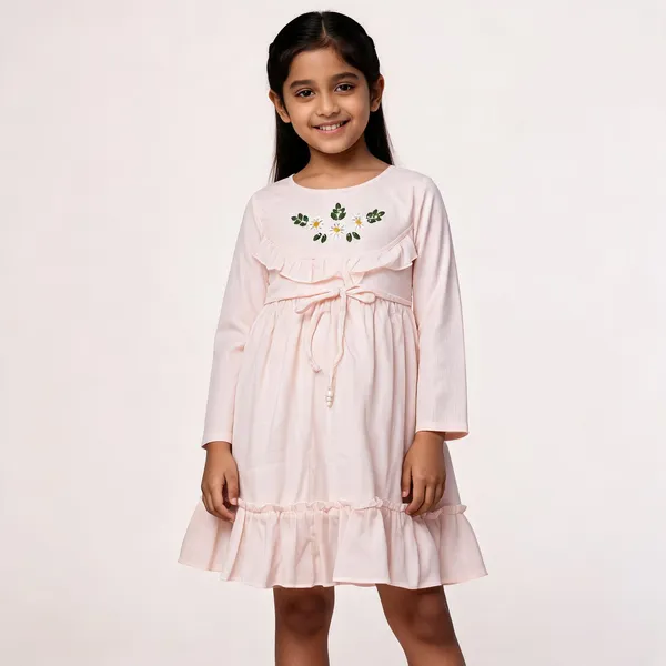 White_Cotton_Floral_Embroidered_Fit_And_Flare_Dress_For_Girls