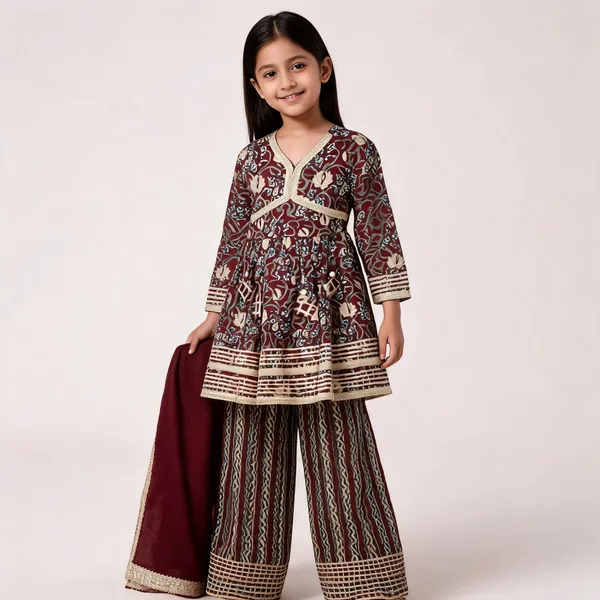 Maroon_Printed_Ethnic_Sharara_Set_For_Girls