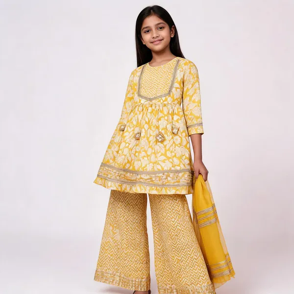 Yellow_Printed_Sharara_Set_For_Girls