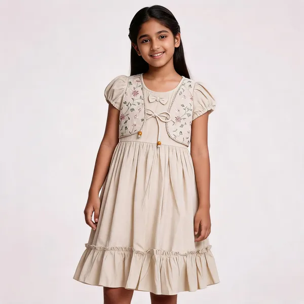Cream_Floral_Embroidered_Flared_Frock_For_Girls
