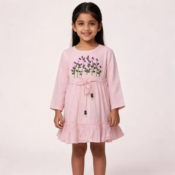 Pink_Linen_Floral_Embroidered_Full_Sleeve_Baby_Dress