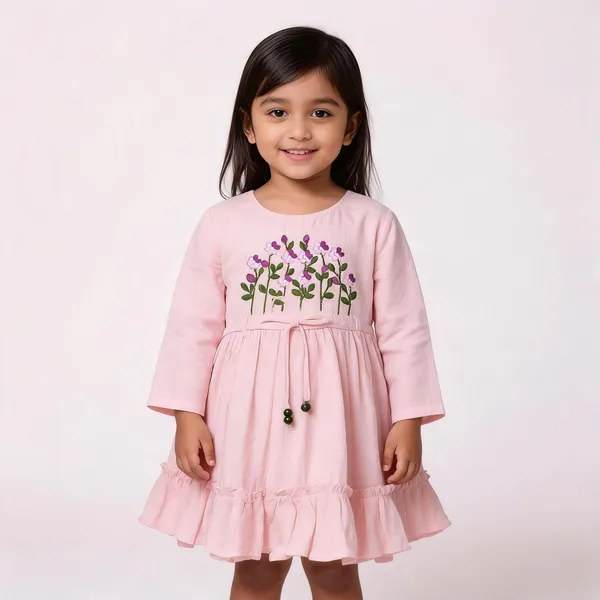 Pink_Linen_Floral_Embroidered_Full_Sleeve_Baby_Dress
