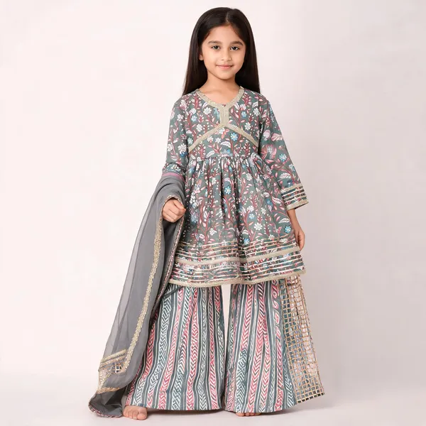 Grey_Floral_Print_Embroidered_Sharara_Set_For_Girls