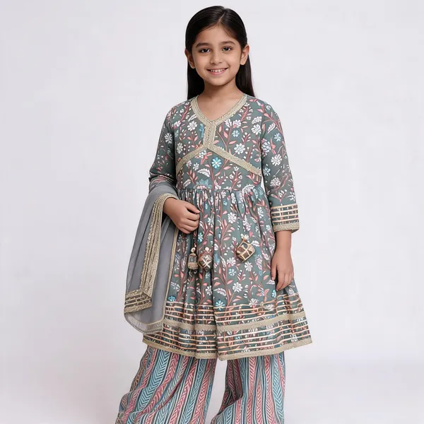 Grey_Floral_Print_Embroidered_Sharara_Set_For_Girls
