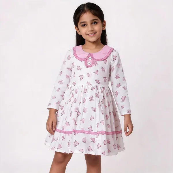 White_Cotton_Floral_Print_Frock_Dress_For_Baby_Girls