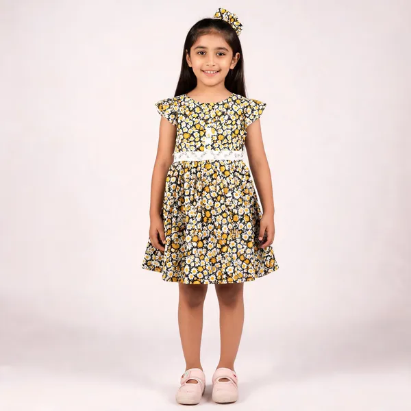 Yellow_Floral_Print_Cotton_Fit_And_Flare_Dress_For_Baby_Girls