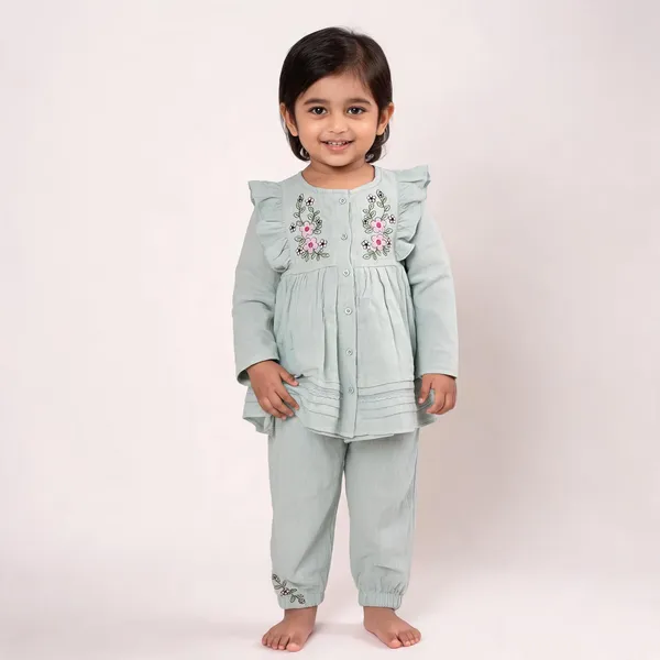 Mint_Green_Cotton_Floral_Embroidered_Cord_Set_For_Baby_Girls