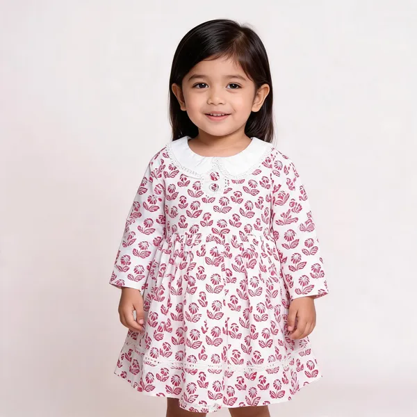 White_Cotton_Floral_Print_Full_Sleeve_Frock_For_Baby_Girls
