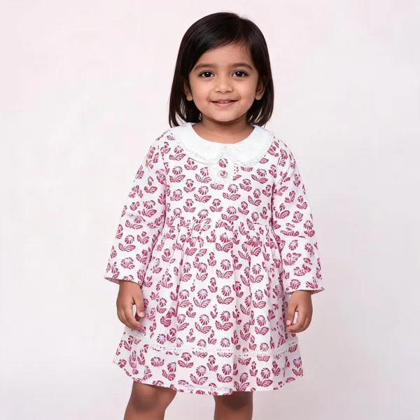 White_Cotton_Floral_Print_Full_Sleeve_Frock_For_Baby_Girls