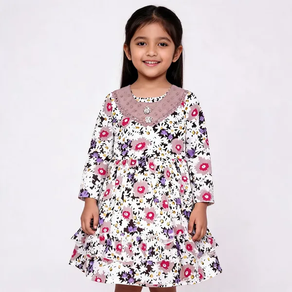 White_Floral_Print_Full_Sleeve_Frock_For_Baby_Girls