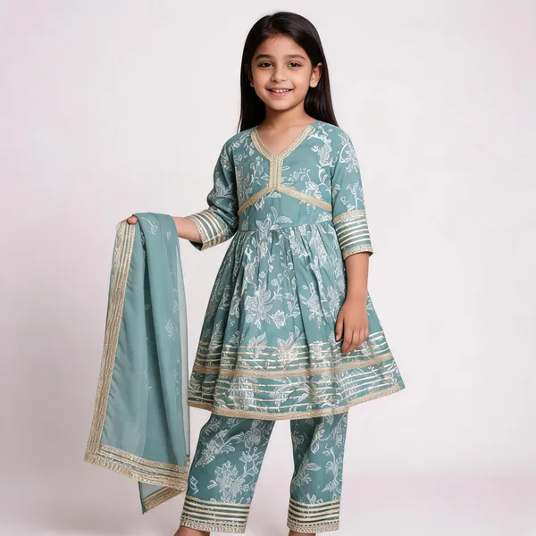 Sea_Green_Floral_Print_Sharara_Set_For_Girls