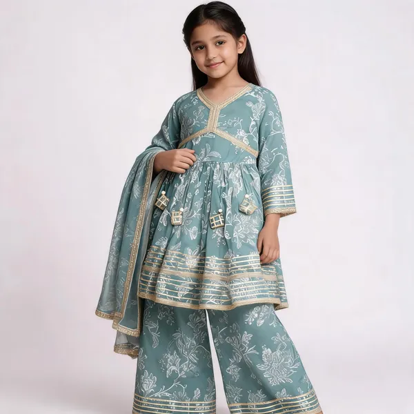 Sea_Green_Floral_Print_Sharara_Set_For_Girls