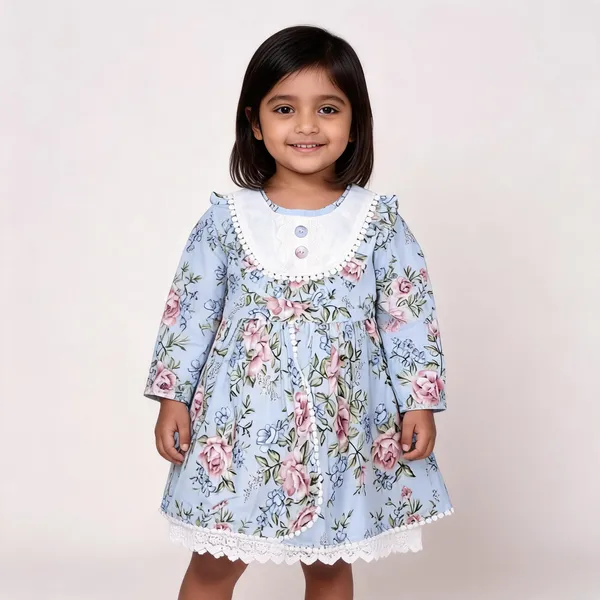 Blue_Cotton_Floral_Print_Frock_For_Baby_Girls