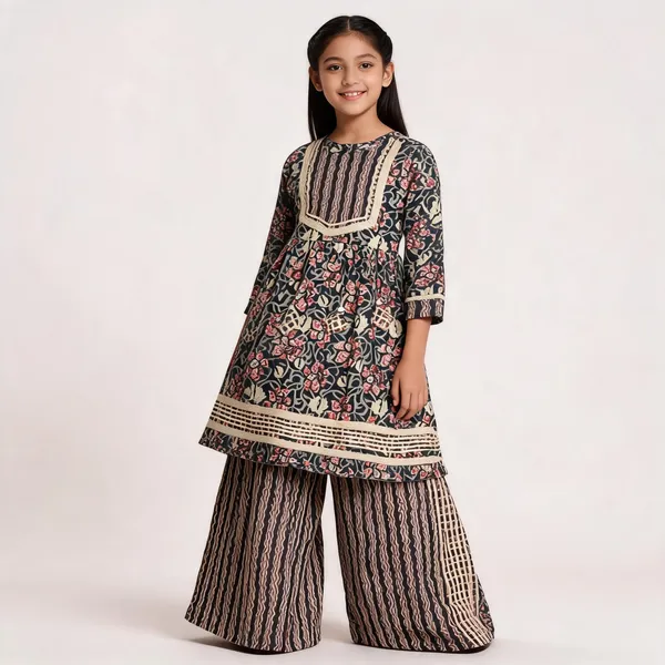 Grey_Floral_Print_Sharara_Set_For_Girls