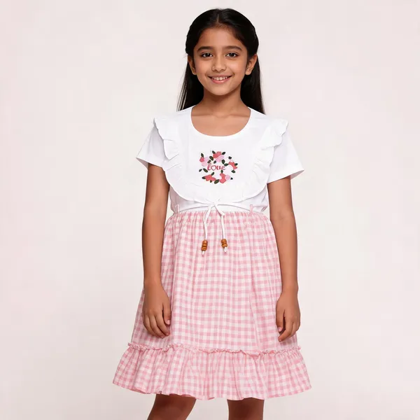 White_Pink_Cotton_Checkered_Frock_For_Girls