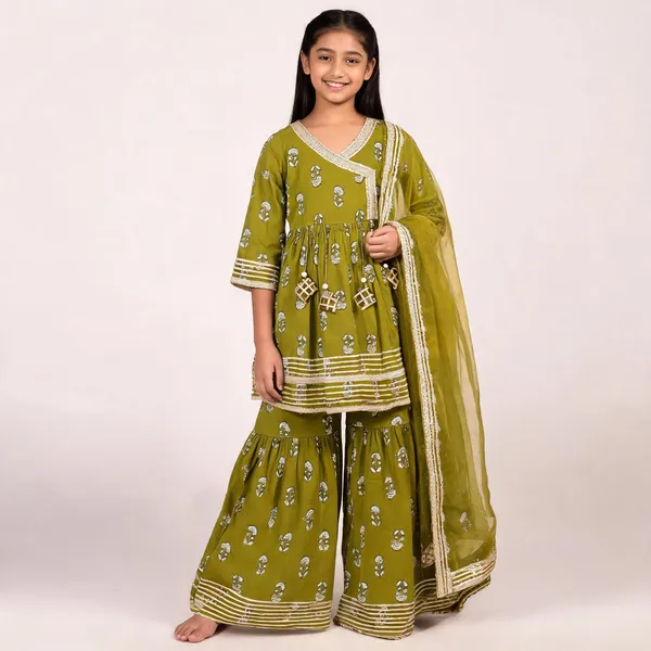 Mehendi_Green_Printed_Sharara_Set_For_Girls