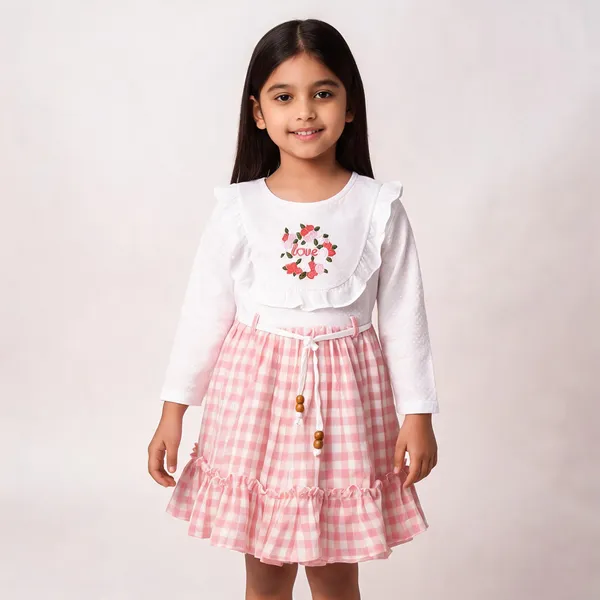 White_Pink_Cotton_Checkered_Frock_For_Baby_Girls
