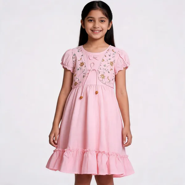 Pink_Embroidered_Floral_Frilled_Party_Dress_For_Girls