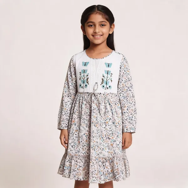 White_Floral_Print_Full_Sleeve_Frock_For_Girls