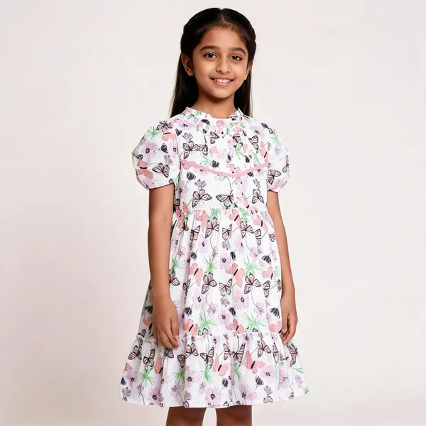 White_Cotton_Butterfly_Print_Fit_And_Flare_Dress_For_Girls