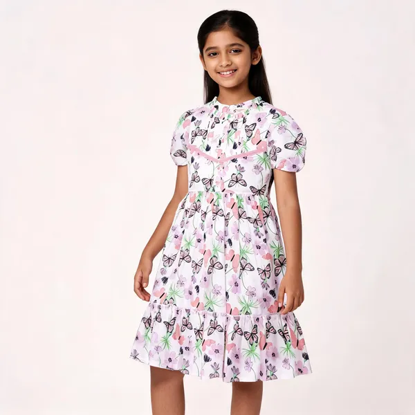 White_Cotton_Butterfly_Print_Fit_And_Flare_Dress_For_Girls