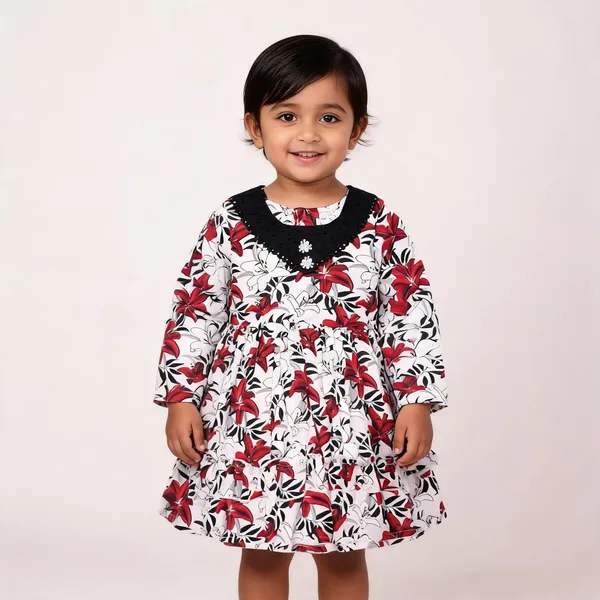 White_Cotton_Floral_Print_Full_Sleeve_Baby_Girl_Dress