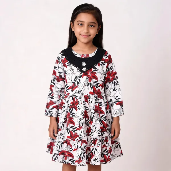 White_Cotton_Floral_Print_Full_Sleeve_Baby_Girl_Dress