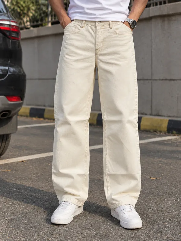 Pale_Yellow_Denim_Wide_Leg_Jeans_For_Men