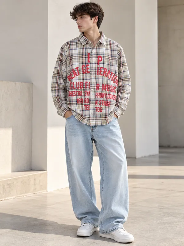 Plaid_Text_Shirt(Off_White)