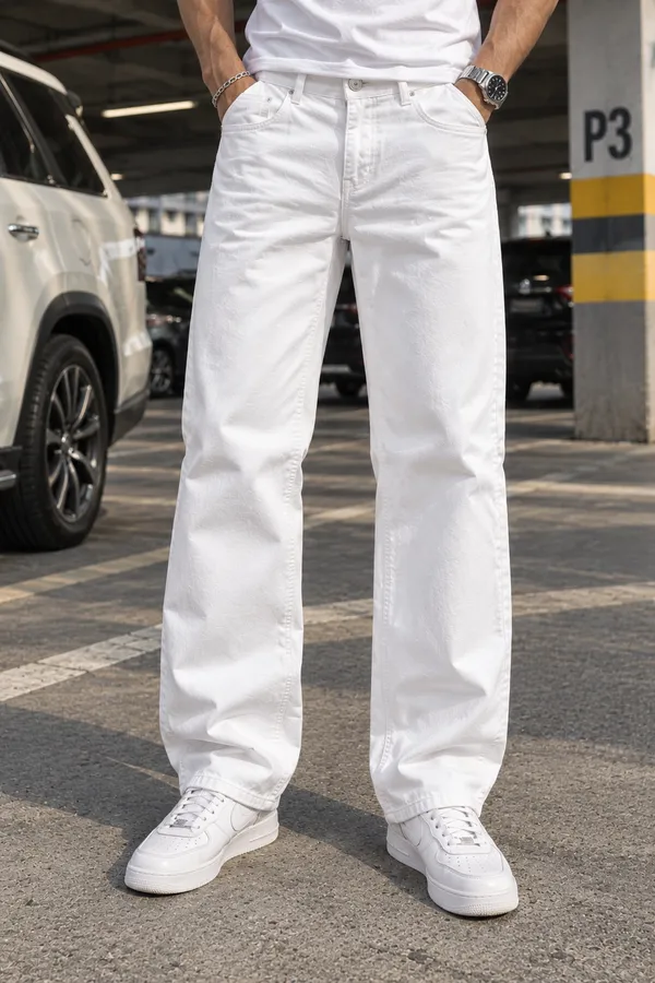 White_Denim_Wide_Leg_Jeans_For_Men
