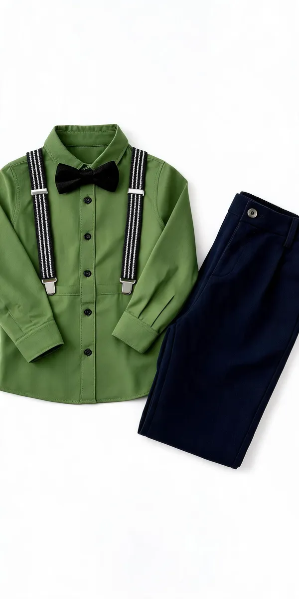Green_And_Black_Cotton_Shirt_Trouser_Suspender_Bow_Tie_Set_For_Boys