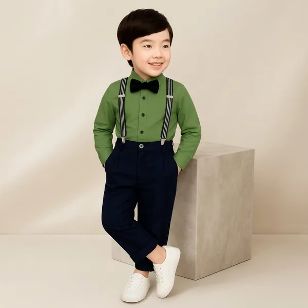 Green_And_Black_Cotton_Shirt_Trouser_Suspender_Bow_Tie_Set_For_Boys