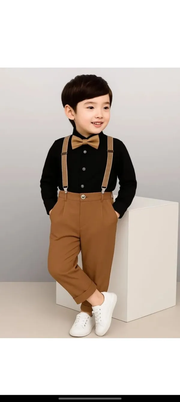 Black_And_Brown_Cotton_Shirt_Trouser_Suspender_Bow_Tie_Set_For_Boys