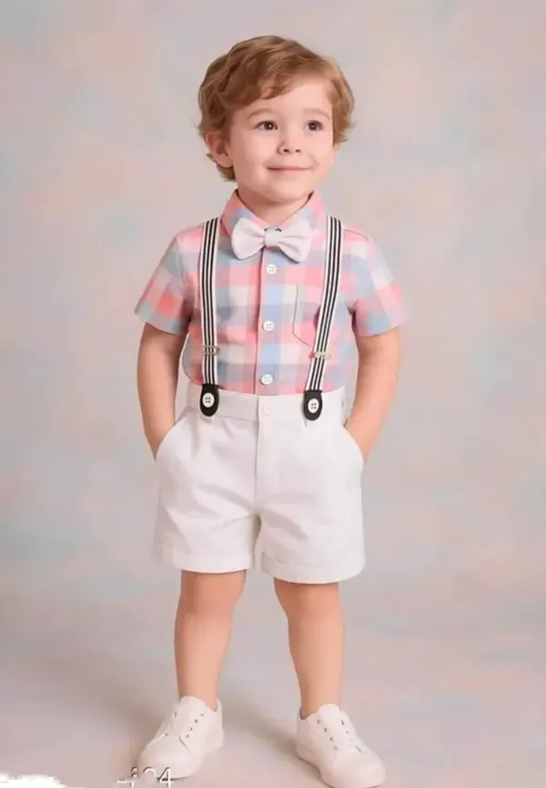 Pink_And_White_Cotton_Striped_Shirt_Shorts_Suspender_Set_For_Boys