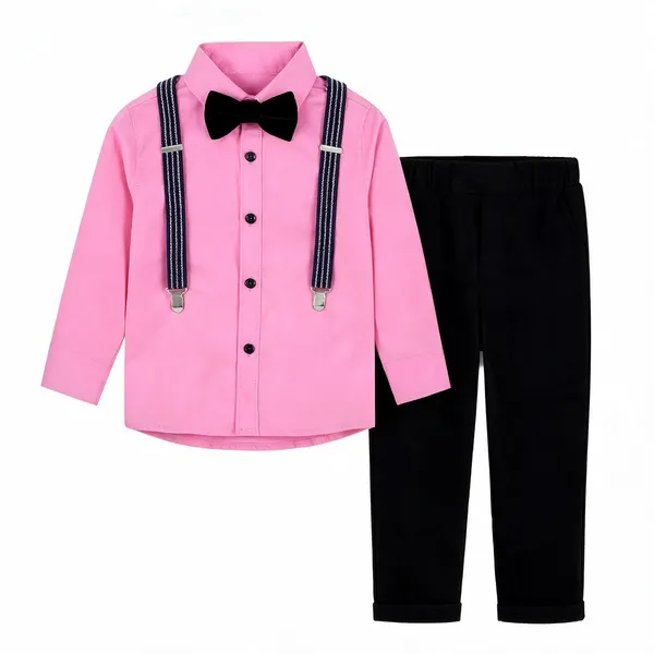 Pink_And_Black_Cotton_Shirt_Trouser_Suspender_Bow_Tie_Set_For_Boys