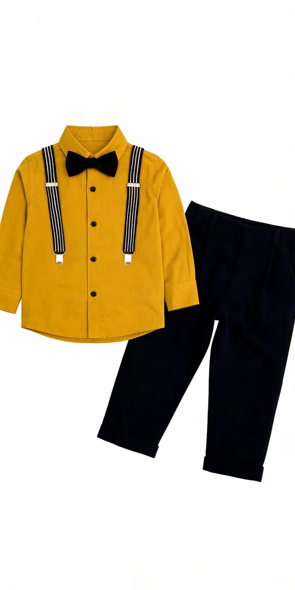 Yellow_And_Black_Cotton_Shirt_Trouser_Suspender_Bow_Tie_Set_For_Boys