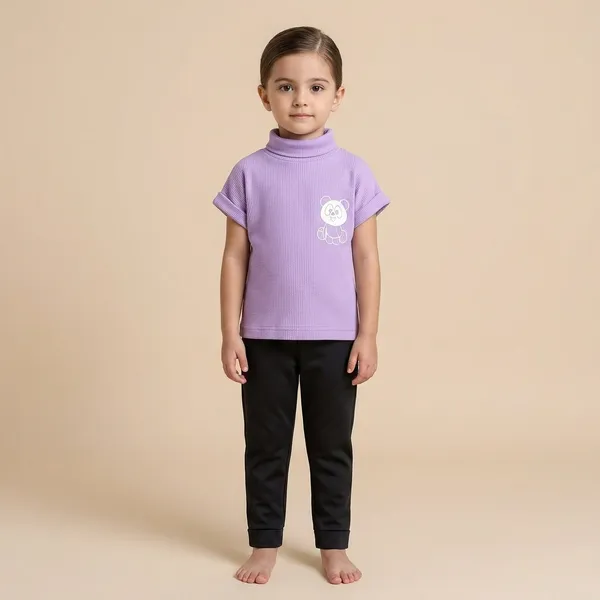 Lavender_And_Charcoal_Cotton_Ribbed_Turtleneck_Top_And_Pants_Set_For_Girls