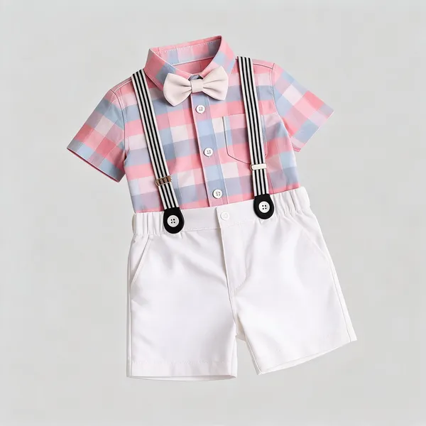 Pink_And_White_Cotton_Striped_Shirt_Shorts_Suspender_Set_For_Boys