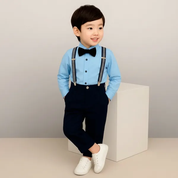 Blue_And_Black_Cotton_Formal_Shirt_Trouser_Set_For_Boys